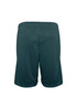 A pair of dark green sports shorts with an elastic waistband and no visible logos.