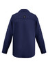 A navy long sleeve button-up shirt featuring a logo and a classic collar. Ideal for outdoor wear.