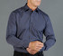 A button-up shirt in a dark grey colour, featuring a single chest pocket and long sleeves.