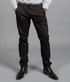Black chinos with a slim fit, featuring a belt and a casual style, suitable for various occasions.