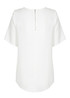 A white short sleeve shirt featuring a back zipper and a smooth finish. The shirt has a simple design with no visible logos.