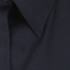 A dark navy button-up shirt with a pointed collar, featuring a logo.