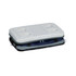 A grey EVA cooler with a blue base, featuring compartments on the top for drinks. It has a zip closure and straps.
