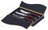 A set of three Bordeaux cheese knives with silver blades and dark wooden handles, packaged in a stylish black box.