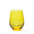A yellow wine glass with a smooth, rounded shape and a thick base, featuring a glossy finish.