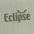 A close-up of a metallic surface featuring the word "Eclipse" in a modern font. The background is brushed aluminium.