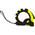 A measuring tape with a black and yellow casing, featuring a loop for easy handling and a branding logo.