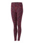 Ladies' leggings in space dye fabric, featuring a mix of red and grey hues with a slim fit. Includes a logo.