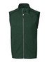 A green sleeveless vest with a zippered front and contrasting trim, featuring a logo. A green sleeveless vest with a zippered front and contrasting trim, featuring a logo.