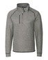 A grey polar fleece half zip jacket with a subtle textured pattern and contrasting trim, featuring a logo on the front. A grey polar fleece half zip jacket with a subtle textured pattern and contrasting trim, featuring a logo on the front.