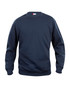 A navy Stockholm crewneck sweatshirt featuring long sleeves and a standard fit. It has a logo on the label.