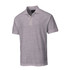 A grey polo shirt with a collar, short sleeves, and a logo on the label. Classic and versatile design.