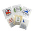 A selection of tea envelopes in various colours, featuring different designs and a logo on some packets.