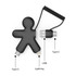 A black charging cable shaped like a buddy figure, featuring USB, Type-C, and Lightning connectors.