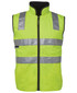 High-visibility yellow reflective vest with silver stripes and a zip front, featuring a logo on the side.