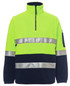 A high-visibility polar fleece jumper in bright yellow and navy, featuring reflective strips and a zippered neck.