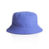 A purple nylon bucket hat with a wide brim and a branded logo.