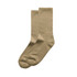 Two pairs of beige socks neatly displayed, featuring a simple and classic design. The image includes a logo. Two pairs of beige socks neatly displayed, featuring a simple and classic design. The image includes a logo.