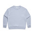 A light blue jumper featuring long sleeves and a crew neck design. It includes a small logo at the neckline.