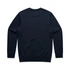A navy blue hoodie featuring a back view with a simple design and ribbed cuffs and hem. Includes a logo.