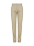 A pair of women's chino pants in a light beige colour, featuring a sleek, tailored design and standard waistband.