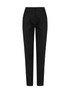 A pair of black ladies' chino pants with a tailored fit, featuring pockets and a logo.