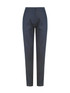 A pair of navy ladies' chino pants, featuring a sleek design with a logo. Ideal for casual or smart-casual wear.