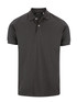 A black men's polo shirt featuring a classic collar and two-button placket, with a logo on the chest.