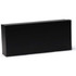 A black rectangular block made of solid material, featuring a smooth surface and sharp edges.