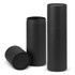 A drink bottle gift tube set in sleek black, featuring three cylindrical tubes of varying heights. A drink bottle gift tube set in sleek black, featuring three cylindrical tubes of varying heights.