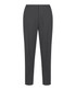 A pair of dark grey 7/8 length pants with a sleek design and tailored fit. Features a logo on the waistband.