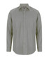 A slim-fit button-up shirt in a muted grey colour, featuring a classic collar and long sleeves.