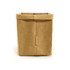 A kraft paper storage bag in a tan colour, featuring a folded top and a visible logo on the side.