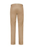 A pair of men's modern stretch chino pants in khaki, featuring a smooth back with visible stitching details.