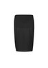 A black maternity skirt with a fitted design and stretchy waistband. Includes a simple, sleek look with no visible branding.