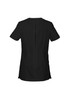 A black women's tunic with short sleeves and a back slit, featuring a simple and sleek design.