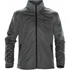 A men's grey jacket with a zip front, standing collar, and side pockets. It features a branding logo.