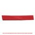 A red cotton hatband displayed flat, featuring a logo, designed for use with straw hats.