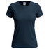 A women's classic T-shirt in dark navy blue, featuring a round neckline and short sleeves with a logo.