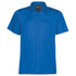 A blue men's polo shirt with a collar, short sleeves, and a small logo on the chest.