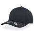 A dark grey cap with a mid visor, featuring a logo on the side.