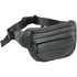 A green quilted waist bag with multiple zippered compartments and an adjustable strap. Features a logo on the front.