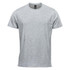 A grey short sleeve tee with a round neckline and a logo on the label. Suitable for casual wear.