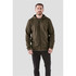 Men's Monashee Fleece Full Zip Hoody in olive green, featuring a drawstring hood and front pockets.