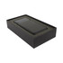 A dark green wireless power bank in a black presentation box, featuring a sleek design and branding.