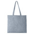 A light grey tote bag with two shoulder straps and a simple design. It features a logo on one side.
