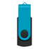 A teal and black Helix 8GB flash drive featuring a swivel design and a logo on its surface.