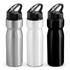 A drink bottle collection featuring three colors: silver, white, and black. Each bottle has a flip cap for easy access.