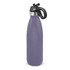 A drink bottle in a matte purple finish with a black flip lid and a metallic band at the top.