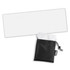 A cooling towel in white with a black storage pouch. The towel is neatly folded and stored inside the pouch.
